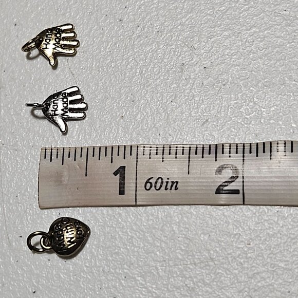 Handmade Charms Hands Heart DIY Jewelry Crafts Made with Love Set Of 3 Crafting - Picture 3 of 3